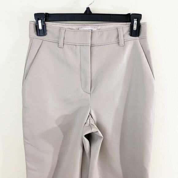 Aritzia Babaton Tan/Taupe Vegan Leather Straight Leg Pants Women's Size 0 EUC - Picture 4 of 10